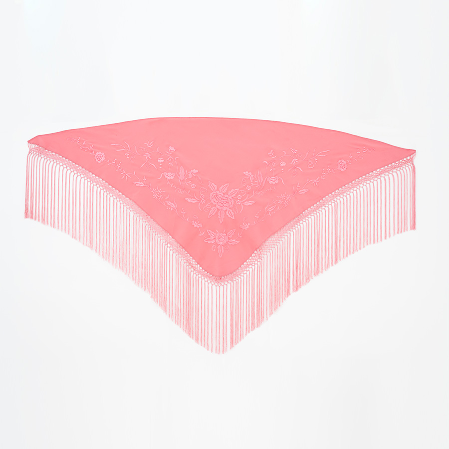 Manton Isabel Rosa Palo Manton De Flamenca Para Mujer Tamano 1 05cm Tela De Crespon Color Rosa Palo Bordado De Flores En Rosa Palo Fermont Complementos